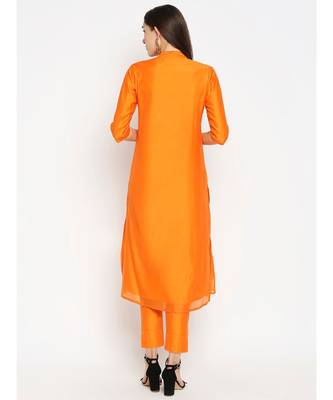 Desi Weavess Orange Solid Kurta with Trouser 3