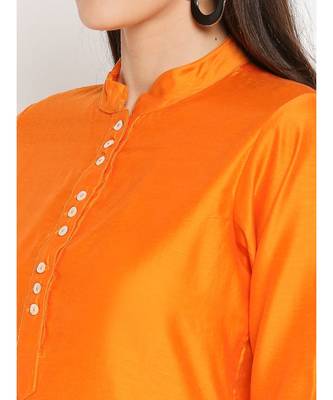 Desi Weavess Orange Solid Kurta with Trouser 4
