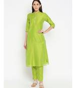 Desi Weavess Lime Green Solid Kurta with Trouser