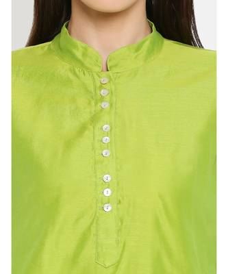 Desi Weavess Lime Green Solid Kurta with Trouser 4