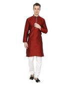Royal Kurta Men's Dupion Silk Hineck Kurta Churidar