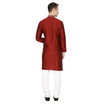 Royal Kurta Men's Dupion Silk Hineck Kurta Churidar 3