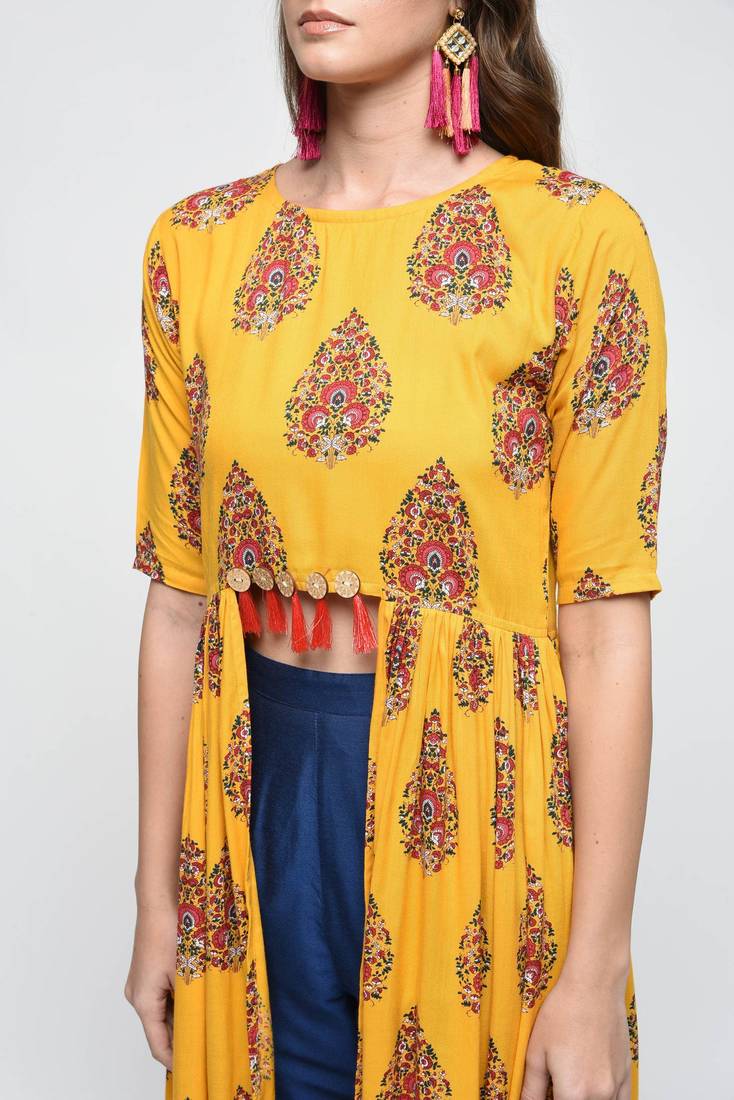 Fashion Kreza Crop Shrug Printed Kurti for Women Crop Top Style Kurta