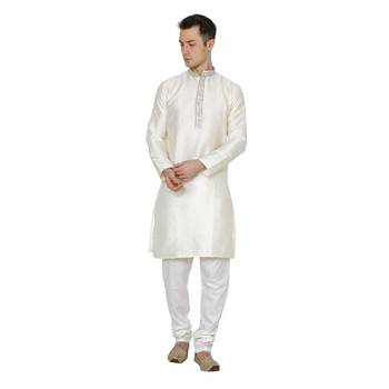 Royal Kurta Men's Dupion Silk Hineck Kurta Churidar 1