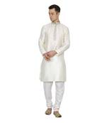 Royal Kurta Men's Dupion Silk Hineck Kurta Churidar