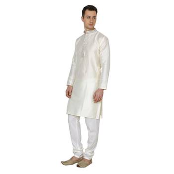 Royal Kurta Men's Dupion Silk Hineck Kurta Churidar 2