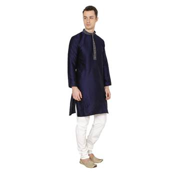 Royal Kurta Men's Dupion Silk Hineck Kurta Churidar 4