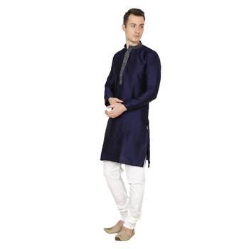 Royal Kurta Men's Dupion Silk Hineck Kurta Churidar 5