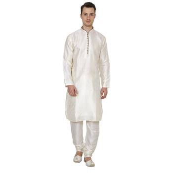 Royal Kurta Men's Silk Blend Self Design Kurta Churidar 1