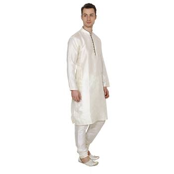 Royal Kurta Men's Silk Blend Self Design Kurta Churidar 4