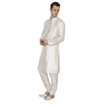 Royal Kurta Men's Silk Blend Self Design Kurta Churidar 5