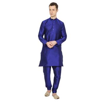 Royal Kurta Men's Jacquard Silk Printed Kurta Churidar 1