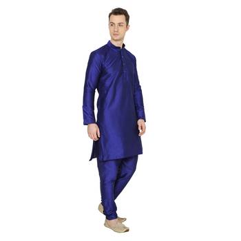Royal Kurta Men's Jacquard Silk Printed Kurta Churidar 5