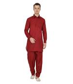 Royal Kurta Men's Silk Blend Solid Kurta Pyjama