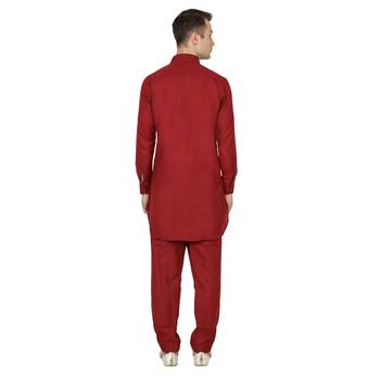 Royal Kurta Men's Silk Blend Solid Kurta Pyjama 4