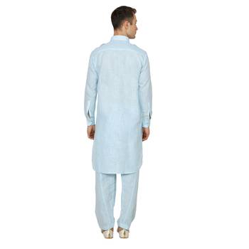 Royal Kurta Men's Jacquard Silk Floral Print Indowestern Sherwani 5