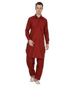 Royal Kurta Men's Linen Navy Blue Pathani Suit