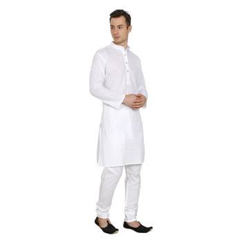 Royal Kurta Men's Polycotton Embroidered Pathani Suit 3