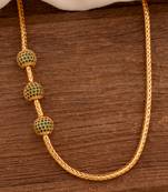 Green stone LONG mugappu chain one gram gold