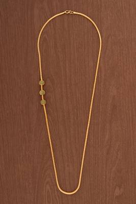 Green stone LONG mugappu chain one gram gold 2
