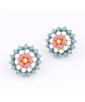 Tanzanite Blue Sunflower Stud Earrings 1