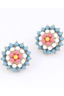 Tanzanite Blue Sunflower Stud Earrings