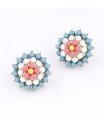 Tanzanite Blue Sunflower Stud Earrings