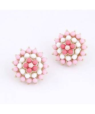 Dual Pink Sunflower Stud Earrings 1
