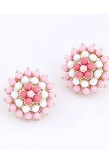 Dual Pink Sunflower Stud Earrings