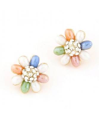 Multicolor Oval Petal Stud Earrings 1