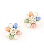 Multicolor Oval Petal Stud Earrings