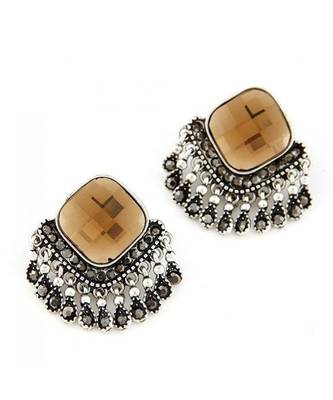 Champagne Tassel Stud Earrings 1