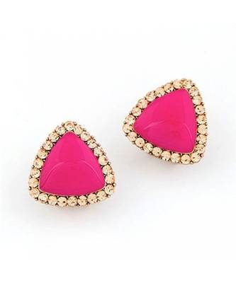 Neon Pink Stud Earrings 1