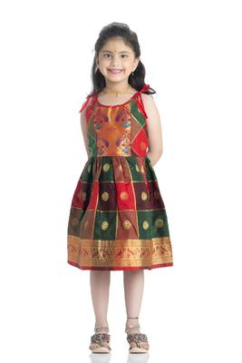 Bhartiya Paridhan Girls Ethnic Green Frock 1