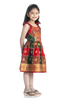 Bhartiya Paridhan Girls Ethnic Green Frock 2