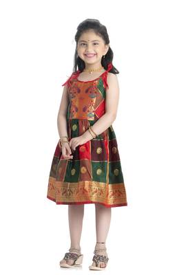 Bhartiya Paridhan Girls Ethnic Green Frock 3