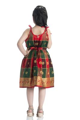 Bhartiya Paridhan Girls Ethnic Green Frock 4