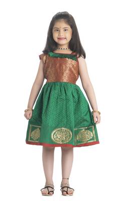 Bhartiya Paridhan Girls Ethnic Green Frock 1