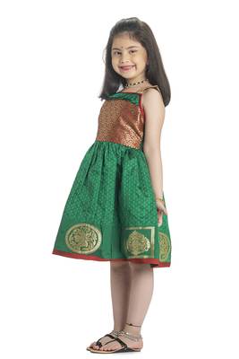 Bhartiya Paridhan Girls Ethnic Green Frock 3