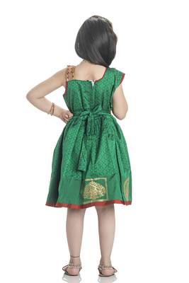 Bhartiya Paridhan Girls Ethnic Green Frock 4