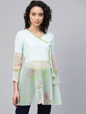 Green printed crepe party-tops 1