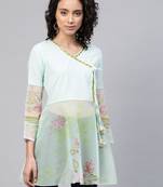 Green printed crepe party-tops