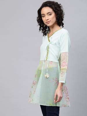 Green printed crepe party-tops 3