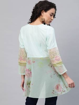 Green printed crepe party-tops 4