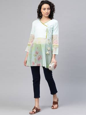 Green printed crepe party-tops 5