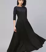 Black printed crepe party-wear-kurtis