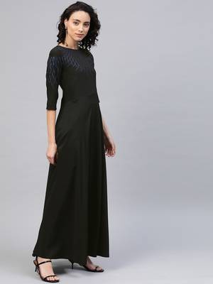 Black printed crepe party-wear-kurtis 3