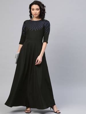 Black printed crepe party-wear-kurtis 5