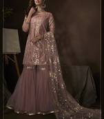 Purple embroidered net salwar