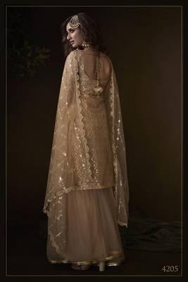 Beige embroidered net salwar 2
